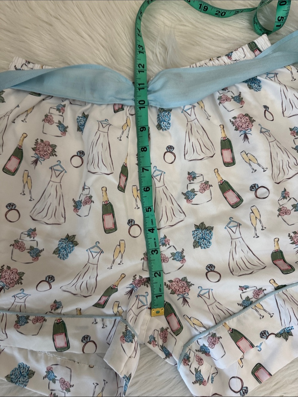 Mud Pie White Bride Floral Pajama Sleepwear Shorts Size M - Picture 12 of 14
